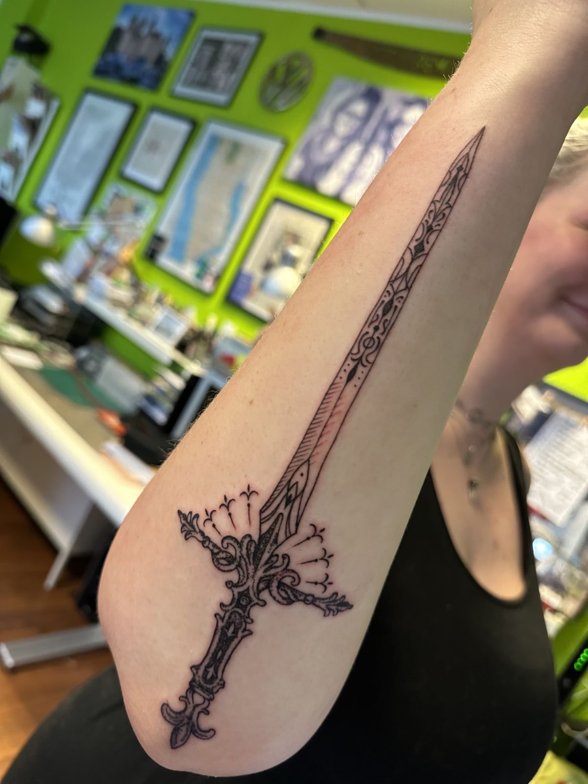 Cheshire-Cat-Tattoo im Stickoptik-Look